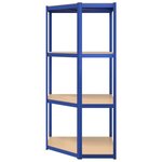vidaXL Étagère d'angle à 4 niveaux Bleu Acier et bois d'ingénierie
