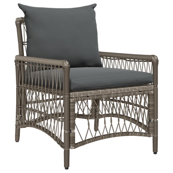 vidaXL Chaise de jardin avec coussins Gris en poly rotin