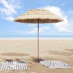 vidaXL Parasol de plage Naturel 255 x 255 x 255 cm Polyester et Acier