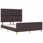 vidaXL Cadre de lit avec tête de lit Marron foncé 140 x 190 cm tissu