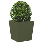 vidaXL Jardinières 2 Pièces vert olive 50x50x50 cm acier
