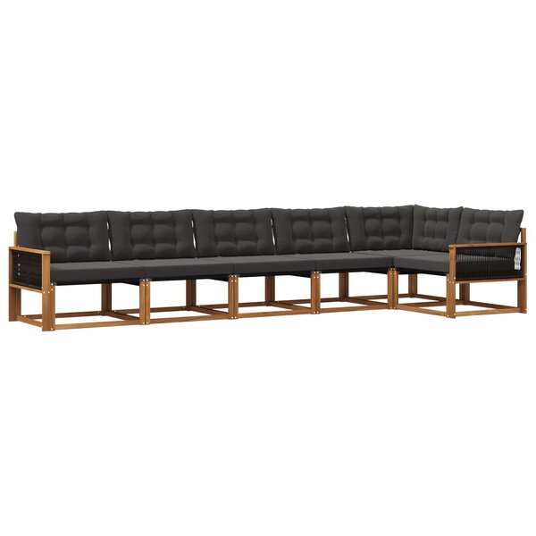 vidaXL Ensemble de canapés d'extérieur 6 pc Naturel et noir