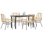 vidaXL Ensemble à manger jardin coussins 5Pièces marron poly rotin verre