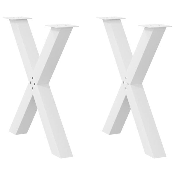 vidaXL Pieds de table à manger en forme de X  2 pièces  blanc  80 x (72-73) cm  acier