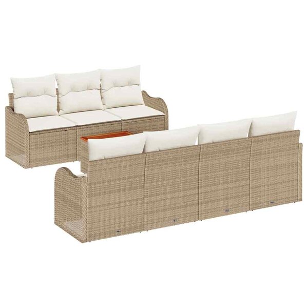 vidaXL Ensemble de canapé de jardin 8 Pièces Beige et blanc