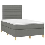 vidaXL Sommier à lattes de lit matelas LED gris foncé 120x190 cm tissu