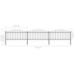 vidaXL Clôture de jardin à dessus en lance Acier (0 5-0 75)x5 1 m Noir