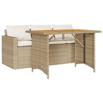 vidaXL Ensemble à manger de jardin et coussins 2 Pièces beige poly rotin