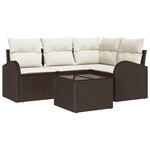 vidaXL Ensemble de canapé de jardin 5 Pièces Marron et blanc Poly rotin