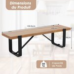 Banc d'entrée de 152 5 cm de long avec structure métallique rangement à chaussures rustique en bois capacité de charge 300 kg naturel 20_0007794
