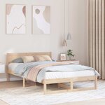 vidaXL Cadre de lit Naturel Bois de pin massif 140 x 190 cm Cadre de lit