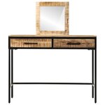 vidaXL Table de Maquillage 100x40x75/120 cm Bois Massif Mangue Rugueux