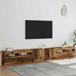vidaXL Meuble TV avec lumières LED vieux bois bois d'ingénierie