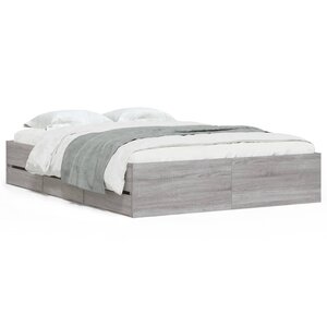vidaXL Cadre de lit avec tiroirs sans matelas sonoma gris 120x200 cm