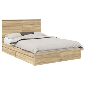 vidaXL Lit de Rangement Chêne Sonoma 150 x 200 cm Bois d'ingénierie