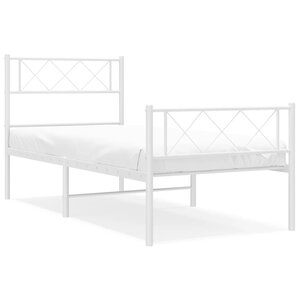 vidaXL Cadre de lit métal sans matelas avec pied de lit blanc 90x200cm