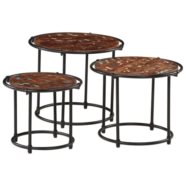 vidaXL Tables gigognes 3 Pièces bois massif de récupération