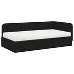 vidaXL Cadre de lit d'angle avec matelas Noir 90 x 200 cm tissu