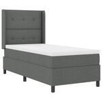 vidaXL Lit à ressort LED avec matelas Gris foncé 100 x 200 cm tissu