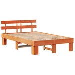 vidaXL Cadre de lit avec tête de lit Brun cire 135 x 190 cm Pin massif