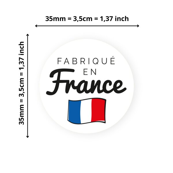 500 Etiquettes Fabriqué en France Rondes Autocollantes en rouleau - Ø 35 mm  - Fabriqué en France - 1 rouleau de 500 Stickers pour entrepreneurs  smallbusiness  DIY  scrapbooking.