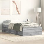 vidaXL Cadre de lit sans matelas sonoma gris 100x200 cm