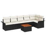 vidaXL Ensemble de canapé de jardin 7 pièces avec coussins noir Poly Rattan Acacia