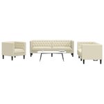 vidaXL Ensemble de canapé Chesterfield 3 Pièces crème similicuir