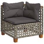 vidaXL Salon de jardin avec coussins 10 Pièces gris résine tressée