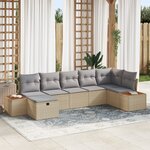 Ensemble de canapé de jardin vidaXL 7 pièces avec coussins beige rattan poly
