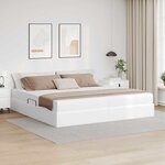vidaXL Lit avec rangement et matelas avec matelas Blanc 200 x 200 cm