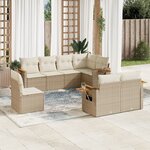 vidaXL Salon de jardin avec coussins 8 Pièces beige résine tressée