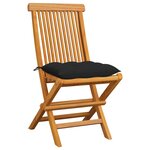 vidaXL Chaises de jardin et coussins noir lot de 6 Bois de teck massif