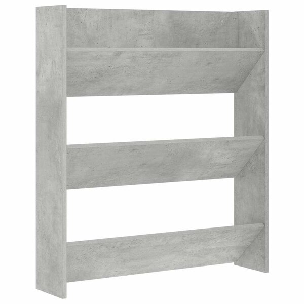 vidaXL Armoire à chaussures murale Gris béton 80x18x90 cm Aggloméré