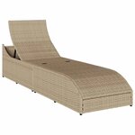 VidaXL Chaise longue pliante coussin et rangement beige résine tressée