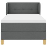 vidaXL Lit à Ressorts avec Matelas Crème 90x200 cm Tissu Gris foncé