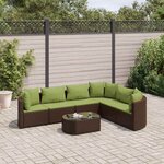 vidaXL Salon de jardin avec coussins 7 Pièces marron résine tressée