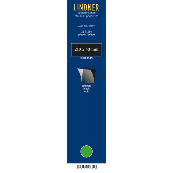 Bandes simple soudure 210 x 43 mm pour timbres-poste. Fond - Noir