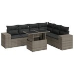 vidaXL Salon de jardin avec coussins 7 Pièces gris résine tressée