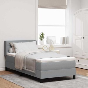 vidaXL Lit à ressorts avec matelas Gris clair 200 x 100 cm Polyester
