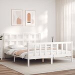 vidaXL Cadre de lit avec tête de lit blanc King Size bois massif