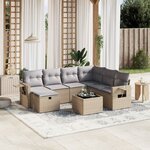 vidaXL Salon de jardin avec coussins 8Pièces mélange beige résine tressée