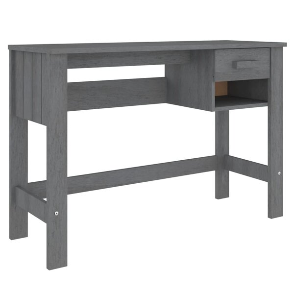 Bureau table poste de travail meuble d'ordinateur informatique étude HAMAR foncé 110 x 40 x 75 cm bois massif de pin gris 02_0023854