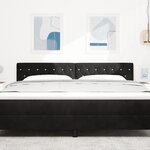 vidaXL Tête de Lit LED Bouton en Cristal Capitonnée Noire 90 cm Velours