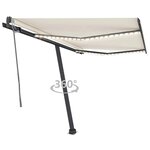 vidaXL Auvent automatique avec capteur de vent et LED 300x250 cm Crème