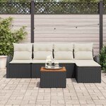 vidaXL Ensemble de canapé de jardin 6 Pièces Noir et blanc