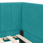 vidaXL Cadre de lit d'angle Turquoise 90 cm x 190 cm Velours