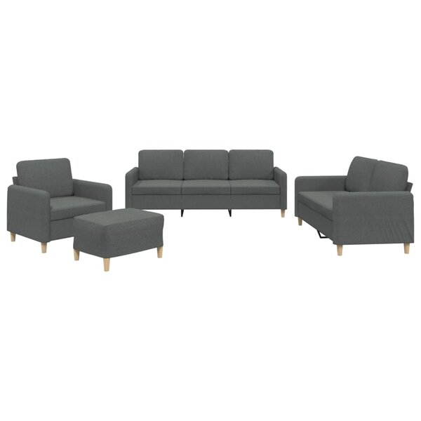 vidaXL Ensemble de canapés 4 Pièces avec coussins Gris foncé Tissu