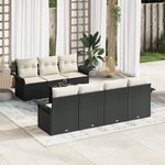 Ensemble de Canapés de Jardin 8 Pièces avec Coussins Noir Poly Rattan