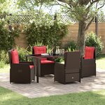 vidaXL Ensemble de Salle à Manger de Jardin 5 Pièces Marron Poly Rattan